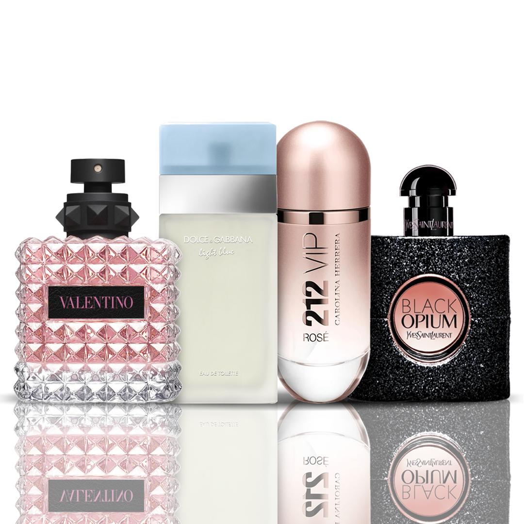 Sada 4 Parfémů | Valentino + Light Blue + 212 VIP Rose + Black Opium 100 ml